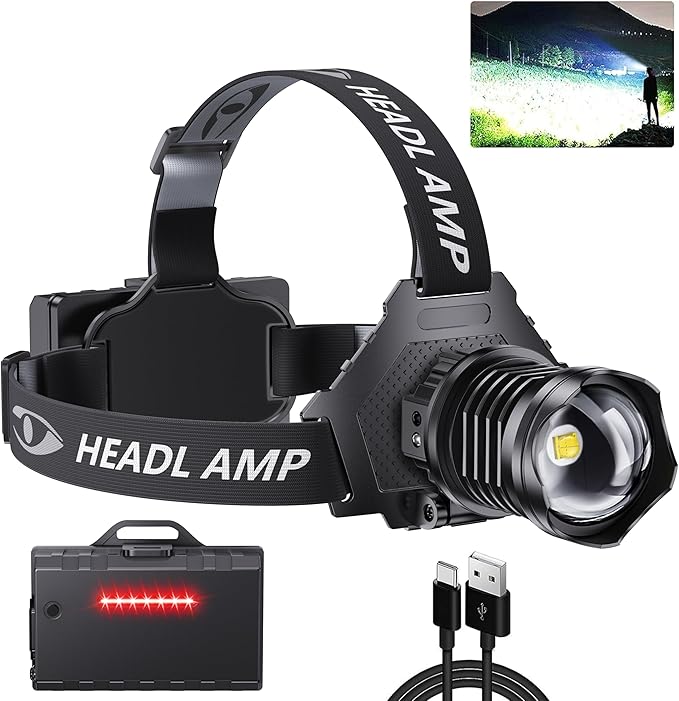AMAKER LED Rechargeable Headlamp, High Lumens Super Bright by AMAKERBrandLighting