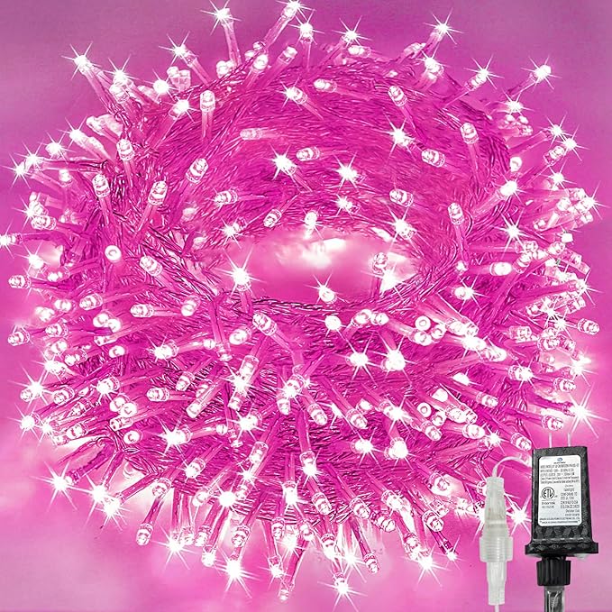 KAQ Connectable 240LED Pink String Lights Outdoor/Indoor, Extendable Plug in by KAQ