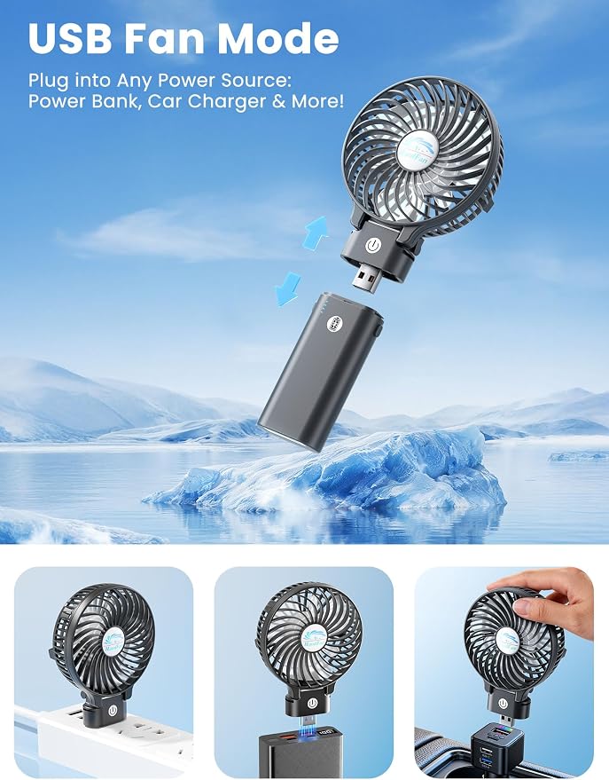HandFan 5200mAh Portable Handheld Fan, Personal Hand Held Fan USB Rechargeable - Image 4