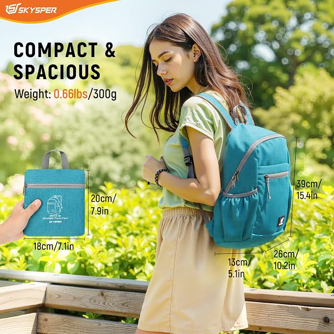 SKYSPER Anti Theft Hiking Backpack, 18L RFID Packable Travel Daypack, - Image 6