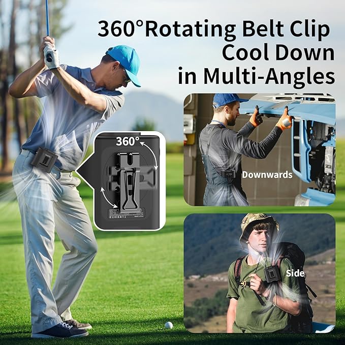Socool 14500mAh Portable Waist Fan Clip on Belt 360 Rotation Wearable - Image 5
