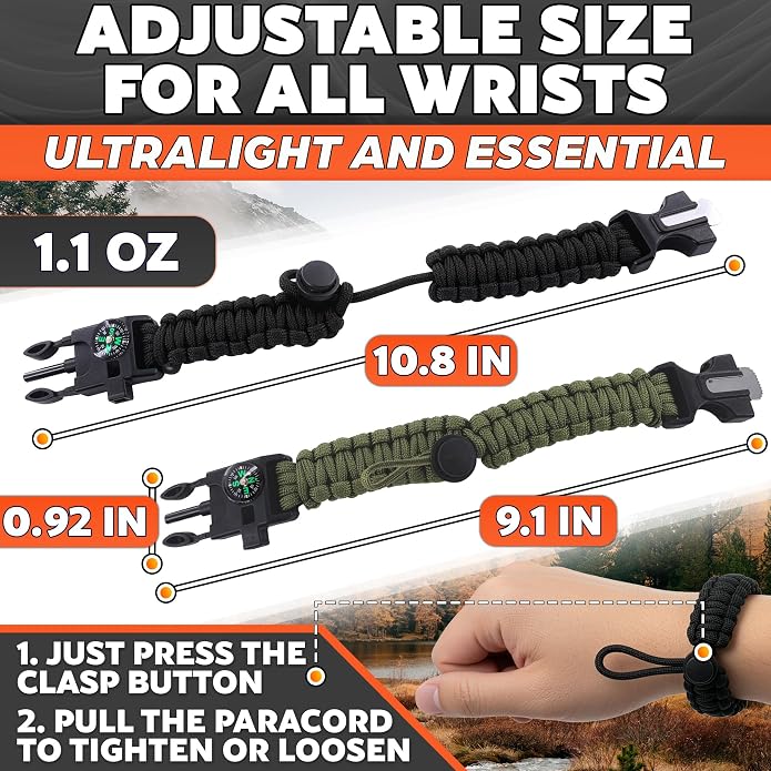Paracord Bracelets for Men and Women – Adjustable Survival Paracord Bracelet - Image 2