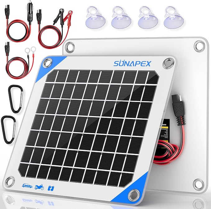 SUNAPEX 12V 5 Watt Solar Trickle Charger Maintainer by SUNAPEX-PASSINGTHEJOY
