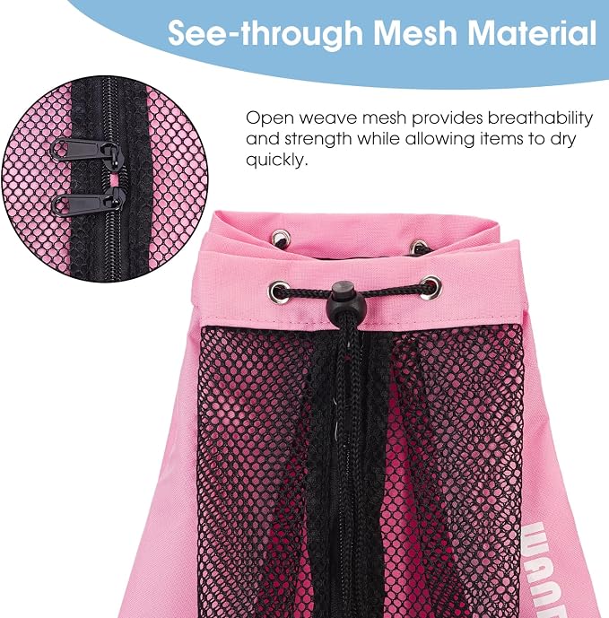 WANDF Swim Bag Mesh Drawstring Backpack Beach Backpack - Image 5