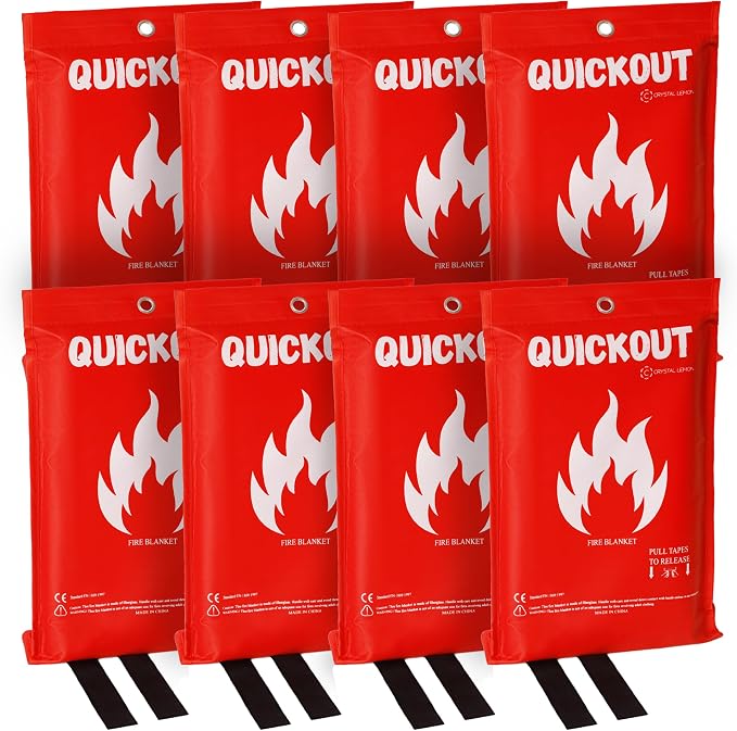 Crystal Lemon Fire Blanket 8-Pack, Home and Kitchen Fire Safety Blankets by CrystalLemon