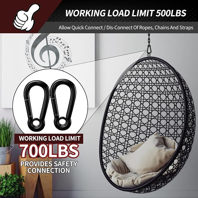 Spring Snap Hooks, Heavy Duty Rope Connector, Quick Link Carabiners Spring Snap - Image 3