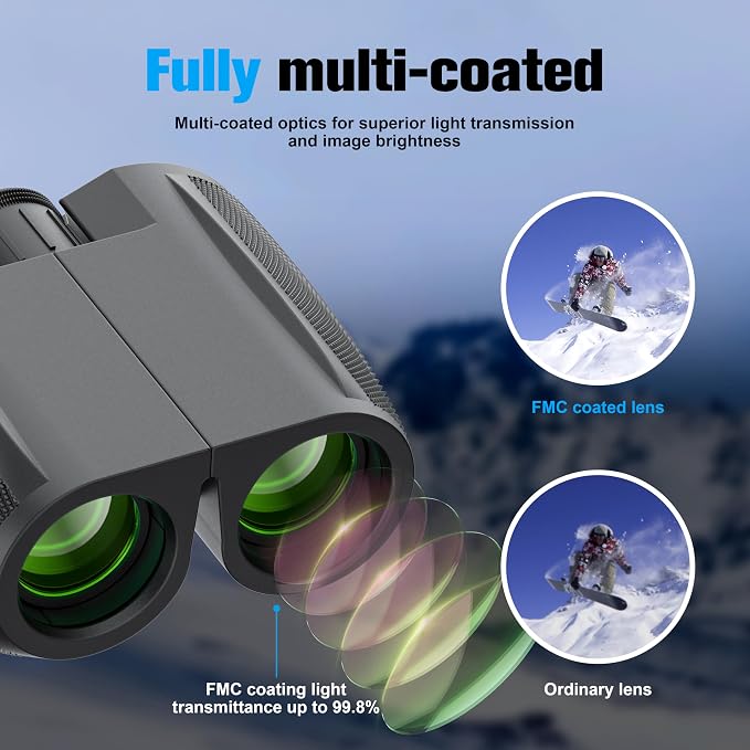 Binoculars 12x50 for Adults and Kids Night Vision Binoculars Compact Binocular - Image 3