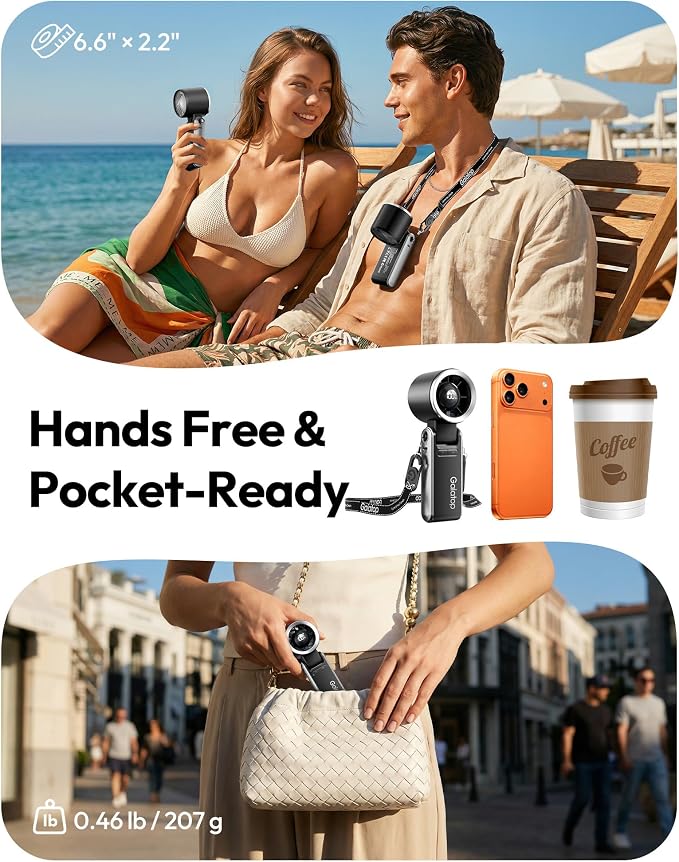 Gaiatop Portable Handheld Turbo Fan, 15 Hrs Cooling, 180° Foldable 4-in-1 Hand - Image 6