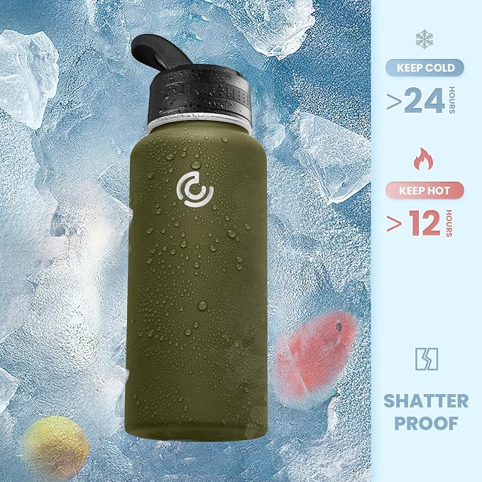 COKTIK 32oz Sports Water Bottle, Stainless Steel Water Bottle - Image 4