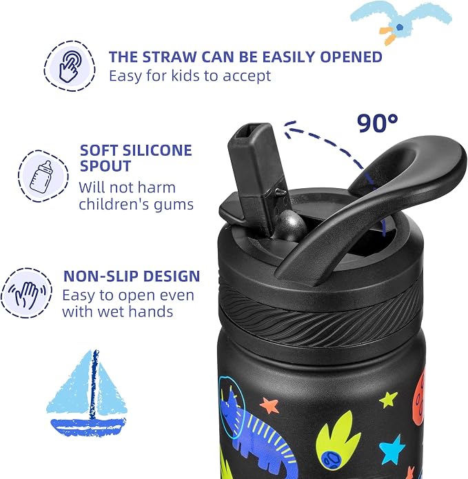 Fanhaw 14 Oz Kids Insulated Water Bottle - Image 3