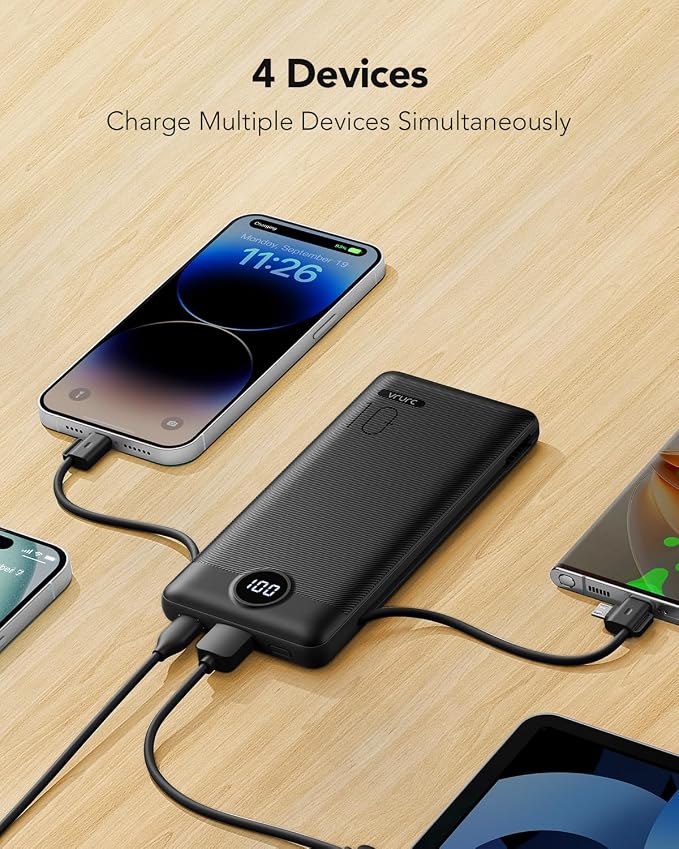 Portable Charger, Power Bank Built-in Cables and AC Wall Plug, VRURC USB C - Image 6