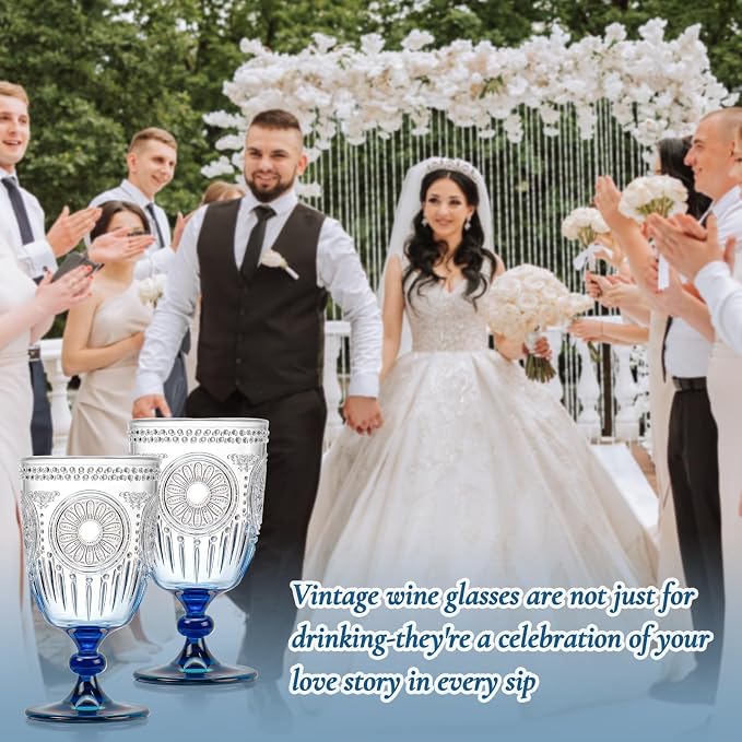XUWAIDSGN 6Pcs Plastic Vintage Wine Glasses 13.5oz Reusable Embossed Goblet - Image 7
