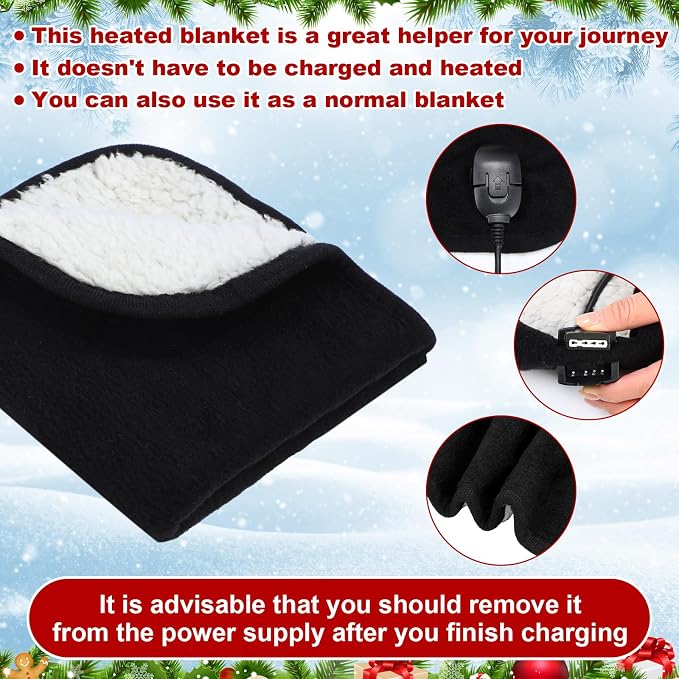 Tuanse 16 x 16 Inches Car Electric Blanket 12 Volt Heated Car Blanket - Image 3