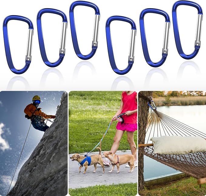 2.4" 24pcs Small Carabiner Clip Keychain, Aluminum D Ring Shape Clips - Image 4