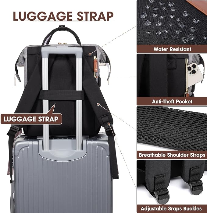 Focdod Laptop Backpack 15.6 Inch Professional Womens Purse Computer Bag Nurse - Image 5