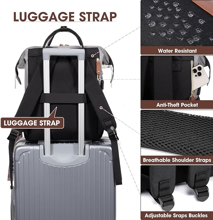 Focdod Laptop Backpack 17.3 Inch Womens Professional Purse Computer Bag Nurse - Image 4