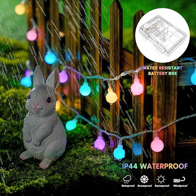 JMEXSUSS 100 LED Easter Lights Battery Operated, 33ft Multicolor Globe String - Image 5