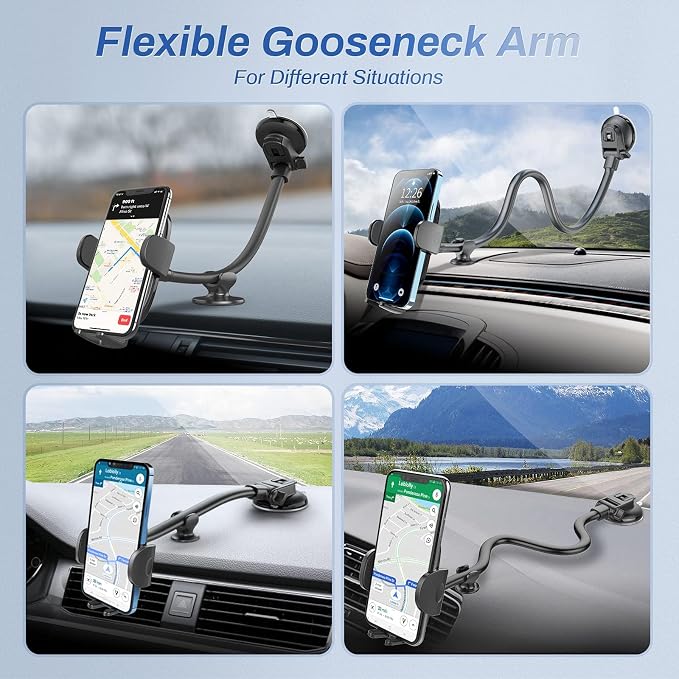 OQTIQ 13" Gooseneck Car Phone Mount – Windshield & Dashboard Holder - Image 10