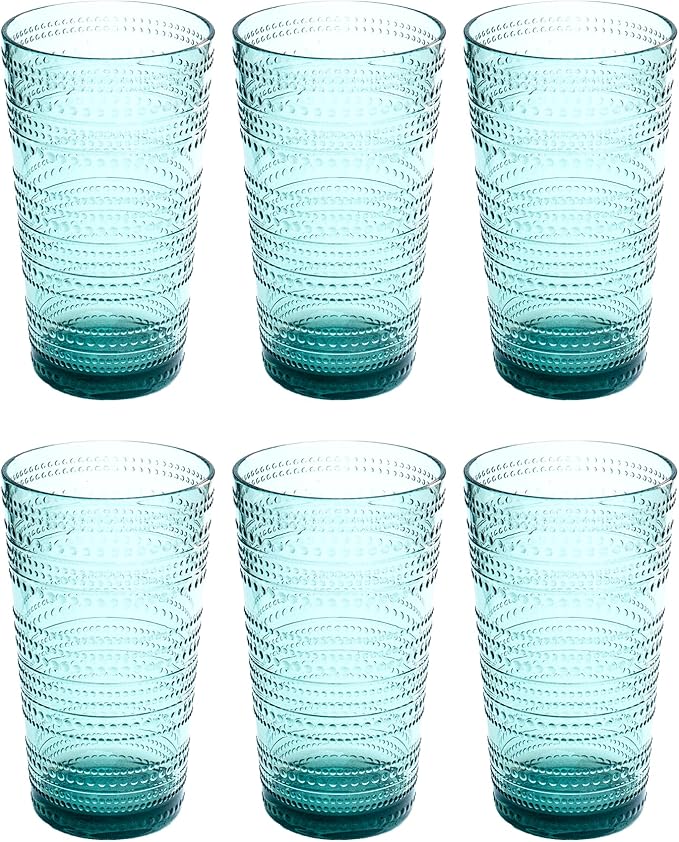 Beaded 16 oz Durable Acrylic Jumbo Drinking Glasses, Shatter-Resistant and by AbodeHomewares-TheDesignDestinationforTabletopDrinkwareKitchenandPet