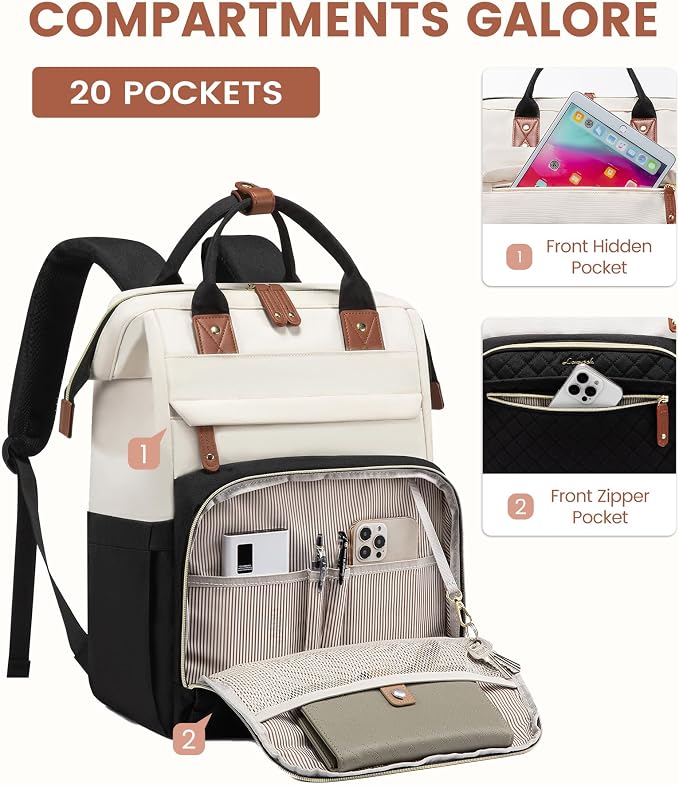 LOVEVOOK Laptop Backpack for Women, 15.6'' Waterproof Nurse Bag Teacher Work - Image 2