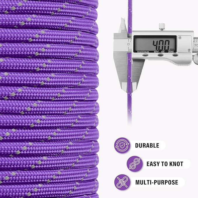 Reflective Paracord Rope 750 lb - 1000ft 5/32" Parachute Cord 4MM 12-Strand - Image 6