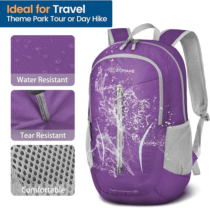 ZOMAKE Ultra Lightweight Packable Backpack 25L, Foldable Hiking Backpacks Water - Image 4
