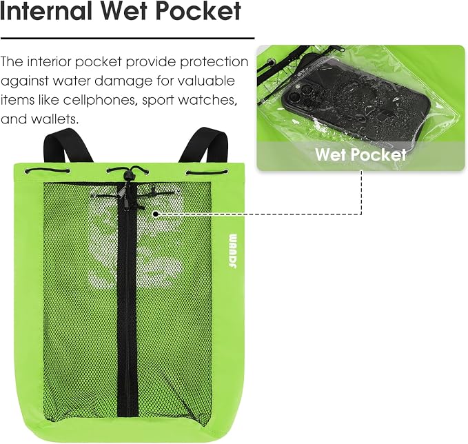 WANDF Swim Bag Mesh Drawstring Backpack Beach Backpack - Image 4