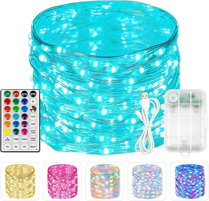 RGB Color Changing 33Ft 100LED 4th of July Fairy Lights Battery Operated by BHCLIGHT