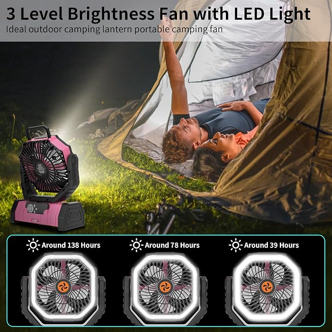20000mAh Camping Fan Battery Operated Fans Portable, Portable Rechargeable - Image 4