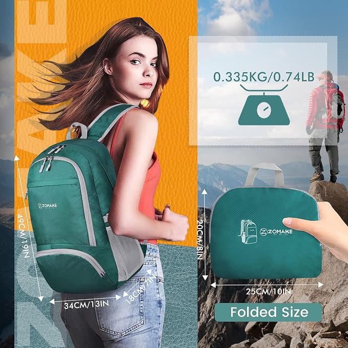 ZOMAKE Lightweight Packable Backpack 30L, Foldable Hiking Backpacks Water - Image 2
