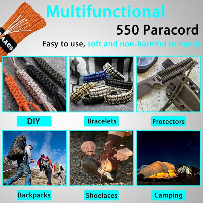VVAAGG Reflective Paracord Rope 100FT, 7 Strand Nylon para Cord Lanyard Utility - Image 5