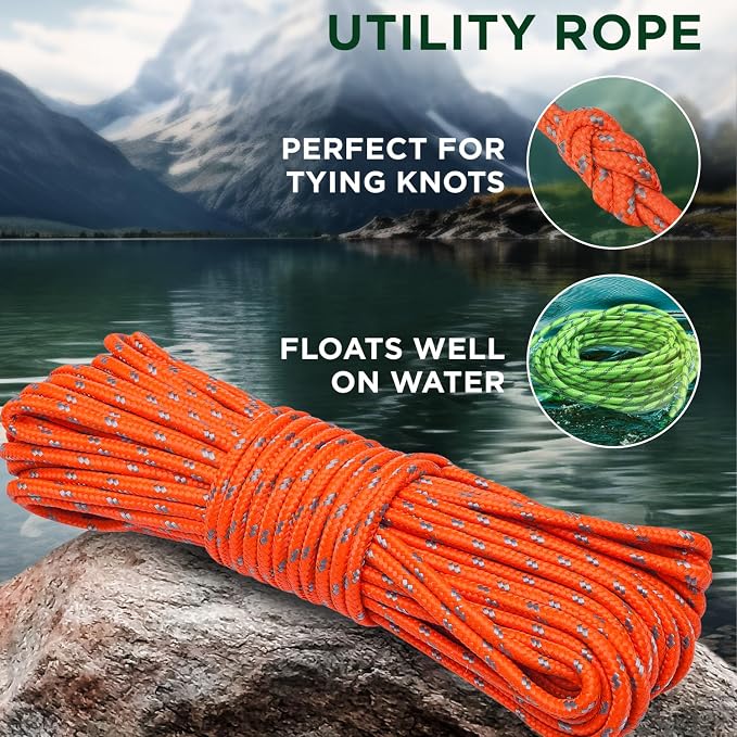 TECEUM Rope – 90 Feet x 3/8 Inch – Orange Gray – Strong All-Purpose Utility - Image 3