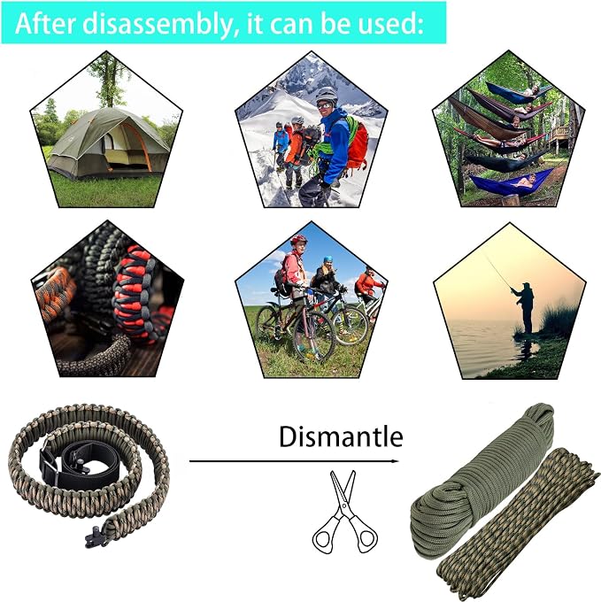 Double Braide 550LB Shotgun Sling 2 Point Paracord Rifle Sling, Non-Slip - Image 5