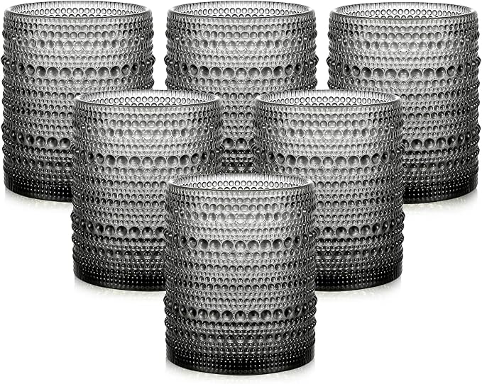 ZMOWIPDL Vintage Glassware Drinking Glasses Set of 6, 12 oz Hobnail Glass Cups by ZMOWIPDL