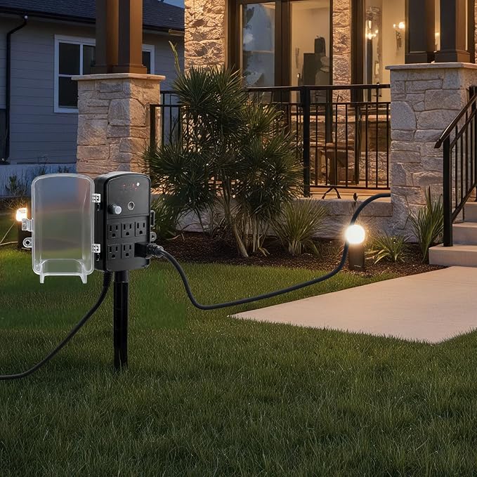 VEVOR Outdoor Power Stake Timer, 25FT Extension Cord, Remote Control Outdoor - Image 8