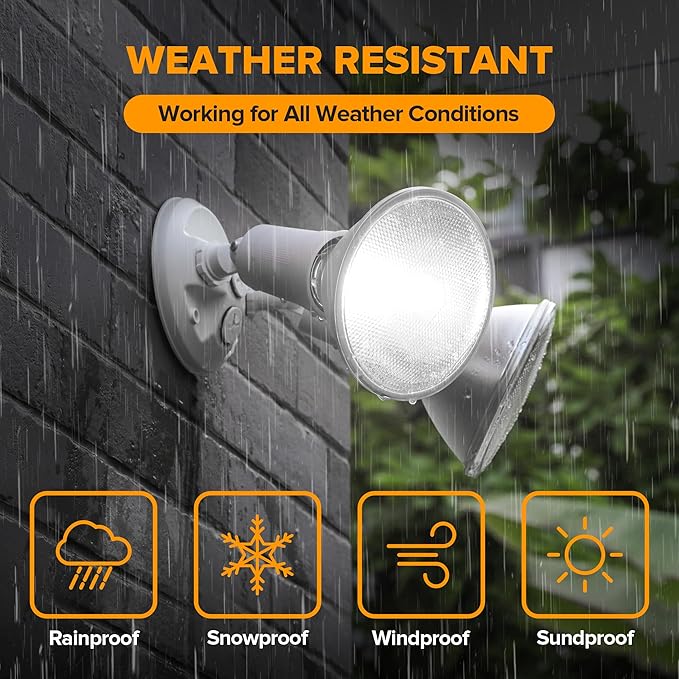 LUTEC 2 Pack Adjustable Twin Par Holder Outdoor Flood Lights, Switch Controlled - Image 6