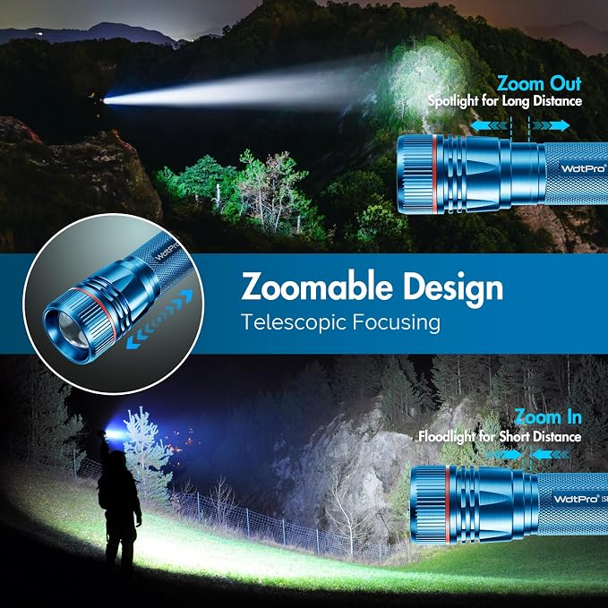 WdtPro Rechargeable Flashlights High Lumens, 1 Pack 10H Long Lasting Super - Image 2