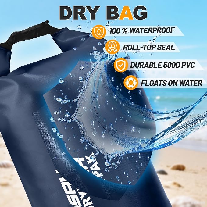 Waterproof Dry Bag, 5L/10L/20L/30L/40L Roll Top Lightweight Storage Backpack - Image 3