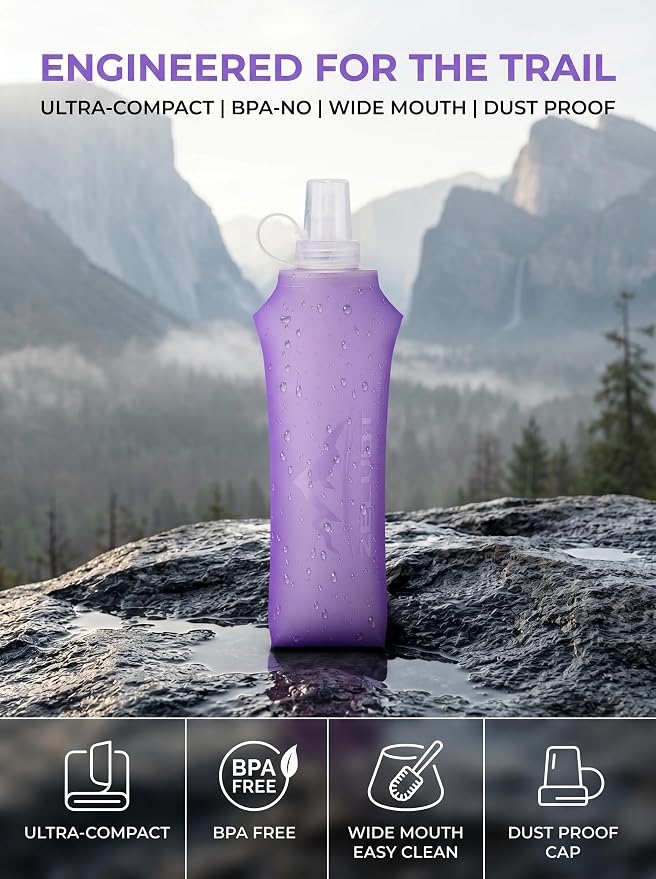 Zelvot Running Vest Soft Flask, BPA-Free 500ml Collapsible Water Bottle - Image 6