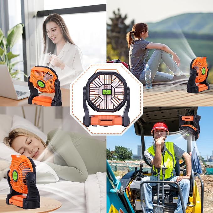 Portable Fan Rechargeable Battery Powered Fan, 270°Pivot Cordless Battery - Image 7