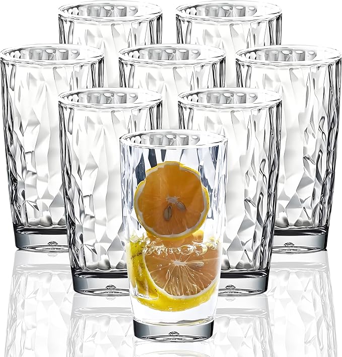 15 Oz Unbreakable Tritan Drinking Glasses Shatterproof Acrylic Glasses by VEILEDGEM