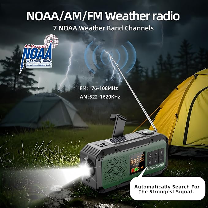 Emergency Radio Waterproof Bluetooth Speaker, Portable Digital AM FM Radio - Image 2