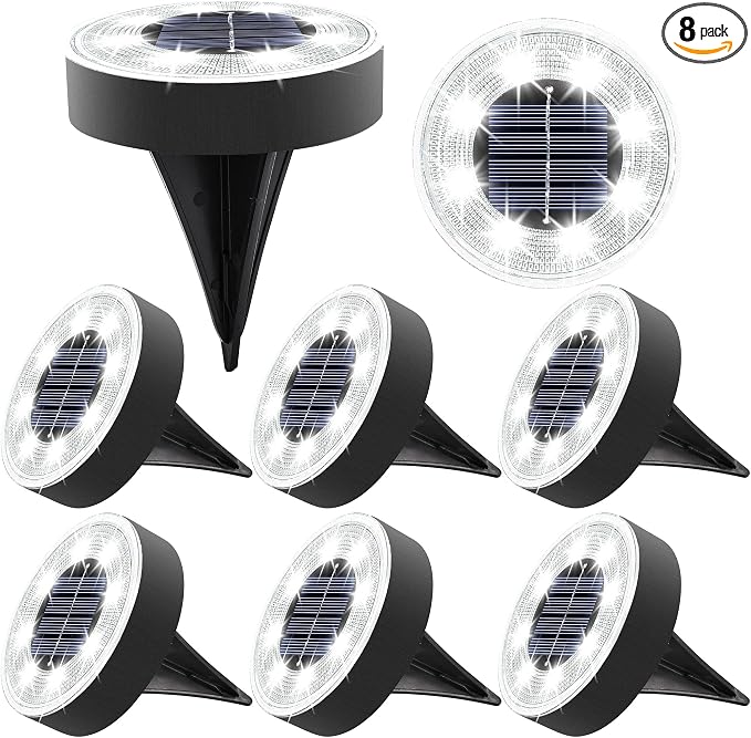 Joomer Solar Ground Lights, 8 Pack 8 LED Solar Lights Outdoor Waterproof IP68 by Joomer