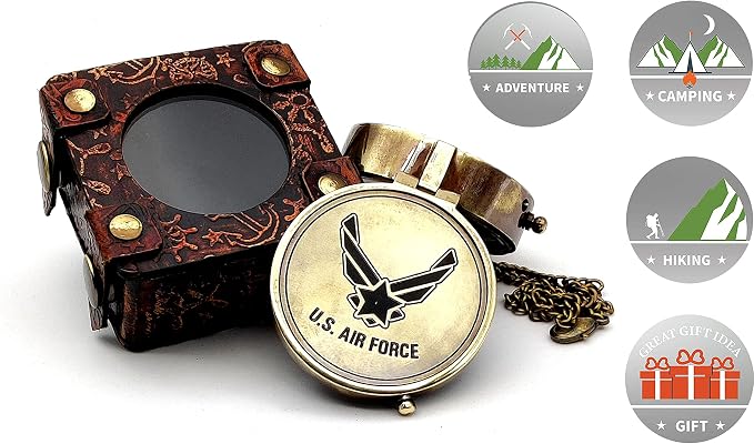5MoonSun5's US AIR Force Engraved Brass Military Compass Nautical Marine - Image 2
