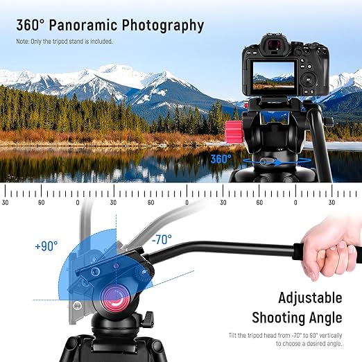 NEEWER 79"/200cm Video Tripod, Heavy Duty Aluminum Alloy Camera Tripod Stand - Image 6