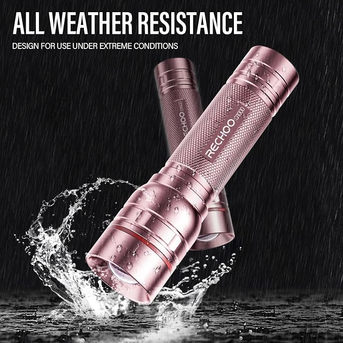 Flashlight Rechargeable High Lumens, G1000 Super Bright Flash Light Pink - Image 4