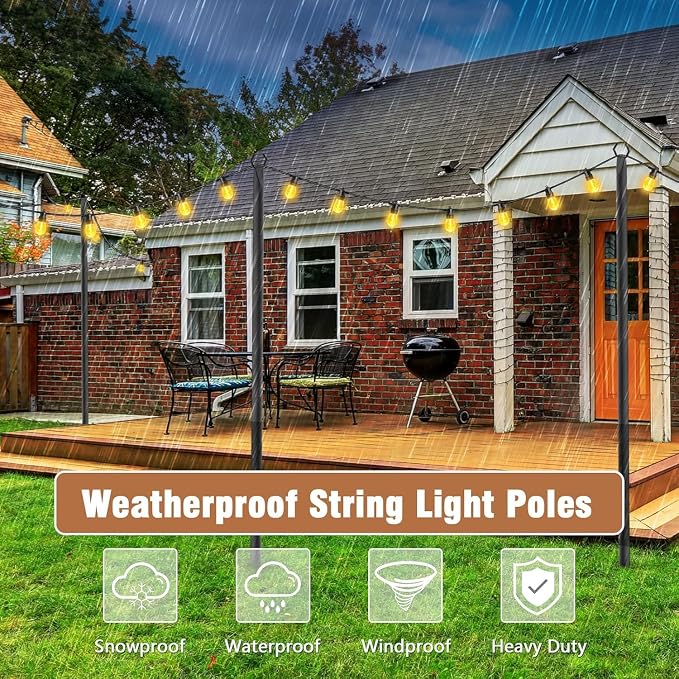 NUERPO 10 Pack String Light Poles, Metal Poles - Image 5