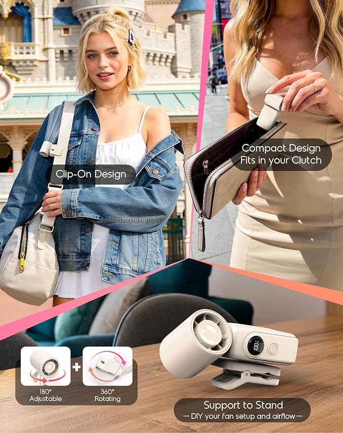 Portable Clip-On Mini Fan, Hands-Free, Turbo Personal Handheld Fans - Image 6