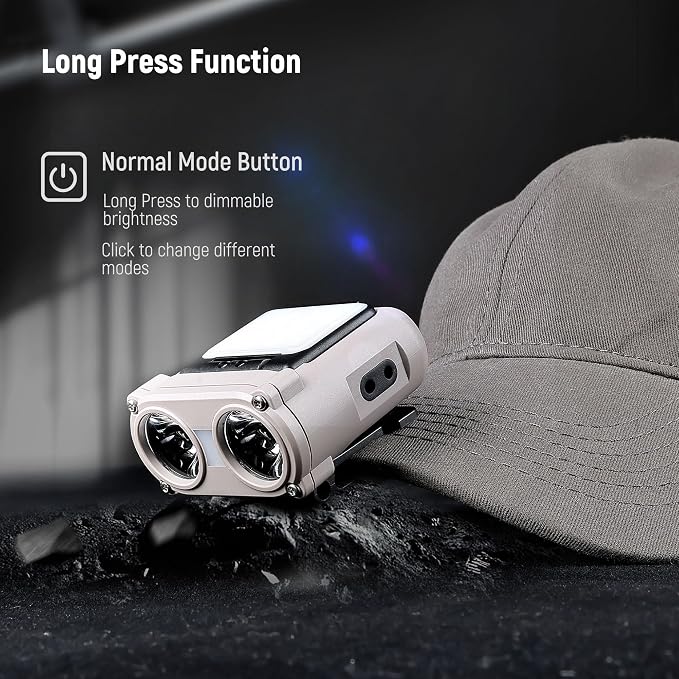 Hopedone LED Hard Hat Light, 800Lumens Rechargeable Dimmable Clip on Cap Lights - Image 4