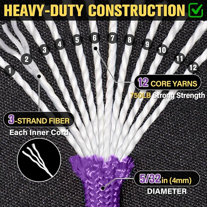 Paracord Rope 750 lb - 200ft 5/32" Parachute Cord 4MM 12-Strand para Cord - - Image 3
